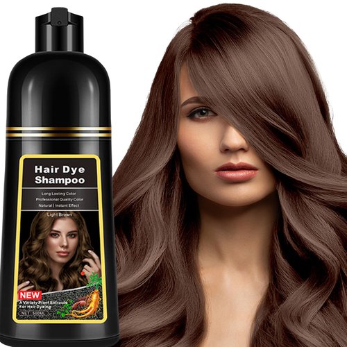 Instant Light Brown Hair Dye Shampoo 3 in 1, Herbal Brown Hair Shampoo, Coffee Hair Color Shampoo For Men Women, Long lasting & Easy to Apply Brown Hair Dye Brown Shampoo 17.6 Fl Oz