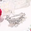 EVER FAITH Austrian Crystal Bridal Hibiscus Cream Simulated Pearl Hair Clip Barrette Blue Silver-Tone