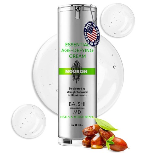 NOURISH ESSENTIAL Moisturizing Face Cream - Infused w/Hyaluronic Acid, Jojoba Oil, & Squalane - Hydrates, Firms, & Revives Skin - Diminish Wrinkles - 30ml