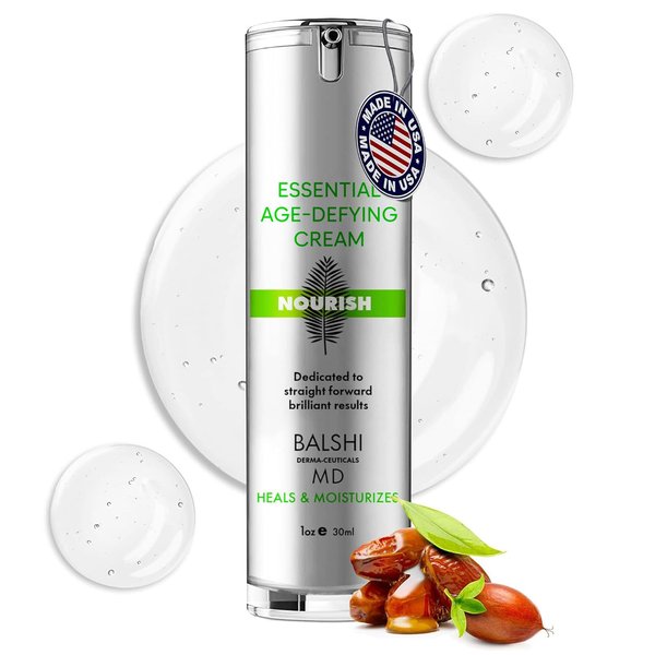 NOURISH ESSENTIAL Moisturizing Face Cream - Infused w/Hyaluronic Acid, Jojoba Oil, & Squalane - Hydrates, Firms, & Revives Skin - Diminish Wrinkles - 30ml