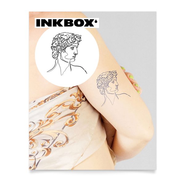 Inkbox Temporary Tattoos, Semi-Permanent Tattoo, One Premium Easy Long Lasting, Water-Resistant Temp Tattoo with For Now Ink - Lasts 1-2 Weeks, The David, 4 x 4 in
