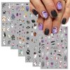 Halloween Nail Art Stickers Cute Ghost Pumpkins 3D Self-Adhesive Nail Decals Bat Skull Spider Web Designs Nail Stickers Halloween Nail Supplies Nail Art Design for Women Girls 6 Sheets