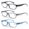 MODFANS 3 Pack Plastic Frame Spring Hinges Reading Glasses Vintage Quality Comfort for Men and Women +1.00