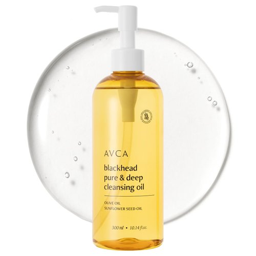 AVCA Korean Blackhead Remover Facial Cleansing Oil - Face Wash & Based Makeup Remover for Sensitive, Normal & Oily Skin, Face Pore Cleanser (300ml / 10.14 fl.oz.)