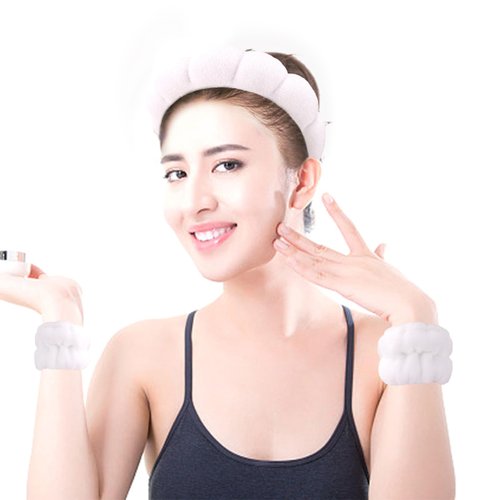 AOPRIE SPA Headbands for Washing Face Makeup Headbands with Bow Hair Band Women Facial Head Band Wrist Towel Wraps For Shower Face Mask Black White, 6 Pack