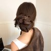 Big Leather Hair Scrunchies for Thick Thin Soft Leather Hair Ties Brown Hair Rubber Elegant Hair Elastic Christmas Ponytail Holder French Jumbo Scrunchies Winter Hair Accessories for Women 1Pcs