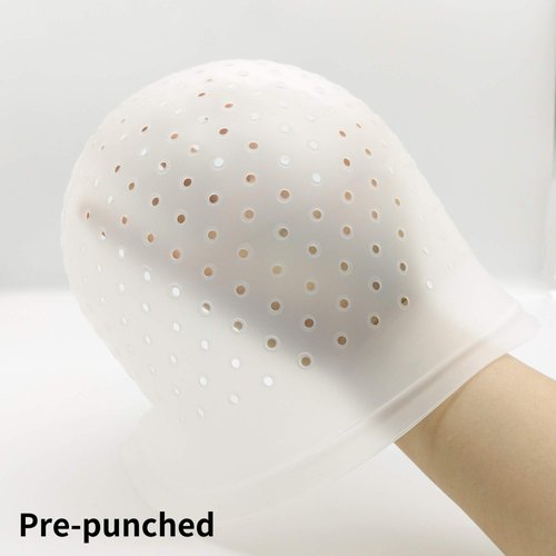 Holes Open Silicone Highlight Hair Cap Punched Hair Highlighting Cap Reusable Frosting Cap Highlights Caps for Hair Dyeing DIY Hair Color Salon Highlighting Cap with Hook Kit