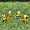 Cruis Cuka Metal Yard Art Cute Bee Garden Decor for Outside Pot Hugger Lawn Ornaments Patio Decor-Set of 4