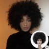 MIMAN Short Afro Wigs for Black Women Human Hair Black Wig Natural Kinky Curly Hair Replacement Wigs 60s 70s Disco Queens Halloween Costume Wig