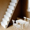 Beaupretty Doll House Furniture Miniature Wooden Dollhouse Table and Chairs Mini Accessories of Dining Room (White)