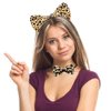 Halloween Cat Ears Headband Kitty Bow Tie Tail Women Cat Hair Hoops Kitten Hair Bands Headpiece Hairband Christmas Birthday Party Decoration Cosplay Costume Handmade Hair Accessories Leopard Print