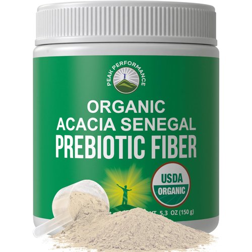 Organic Acacia Senegal Prebiotic Fiber Powder. Unflavored USDA Organic Plant Based Soluble Vegan Prebiotics Gut Health Supplement With Digestive Enzymes. HSA + FSA Eligible Vitamins Only List Approved