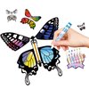 SANYIYIBA 24 Pack Painting Butterfly Craft Kit Flying Butterflies Toys for Kids 12 Paper Butterflies 12 Color Pens Set Party Game School Activity Parent-Child Time Creative DIY Wind Up Butterflies