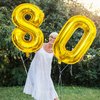 40 Inch Gold 80 Number Balloons, Giant Jumbo Helium Mylar Foil Gold Number Balloons for Birthday, Gold Mylar Digital Balloons for 80th Birthday, Anniversary Party Decorations Supplies