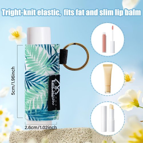 WK IEASON - Lip Balm Holder Keychain Clip On Lipstick Sleeve Chapstick Sleeve Holder Keychain(Daisy Pink/Blue/Beige)