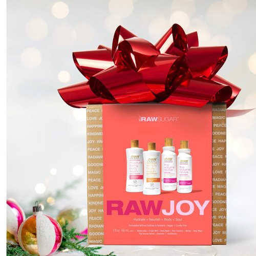 Raw Sugar Holiday Gift Set | 2 Body Wash | 1 Shampoo | 1 Conditioner (Raw Joy)