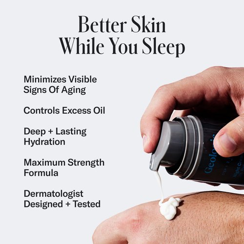 Men's Ultra Strength Daily .3% Retinol Repairing Moisturizer + Hyaluronic Acid + Niacinamide, Repair, Replenish, Restore Anti-Aging Cream - 50 ML 90 Day Supply - Repairing Night Cream by Geologie