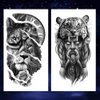 Oottati 8 Sheets Forest Lion Jesus Tiger Cross Skull Rose Crown Old School Arm Leg Temporary Tattoo Stickers