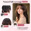 QGZ Clip in Bangs Hair Clip 100% Real Human Hair Clip on Bangs for Women 3 Secure Clip in Hair Extension Natural Full Coverage Thick French Fake Bangs (Light Brown)