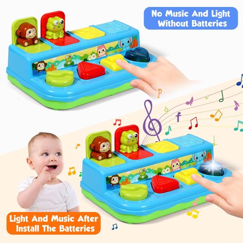AINOI Preschool Early Development Cause and Effect Pop Up Toys, Light Musical Baby Infant Toys 6 to 18 Months, Kids Toddler Learning Toys for 1-3 Years Old Boys Girls Gifts