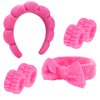 Semato Spa Headband and Wristband Set Skin Care Headband Fluffy Bow Face Wash Headband Hair Accessories Bubble Sponge Spa Headband for Women and Girls (hot pink)