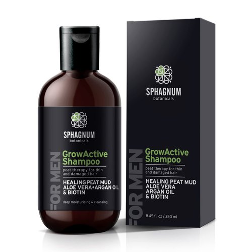 Hair Growth Shampoo for Men - Natural Biotin Boost with Argan Oil, Aloe Vera and Peat Mud - Effective Hair Loss Treatment for Thinning Hair - Helps With Dandruff