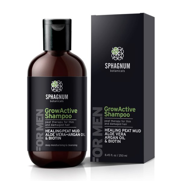 Hair Growth Shampoo for Men - Natural Biotin Boost with Argan Oil, Aloe Vera and Peat Mud - Effective Hair Loss Treatment for Thinning Hair - Helps With Dandruff