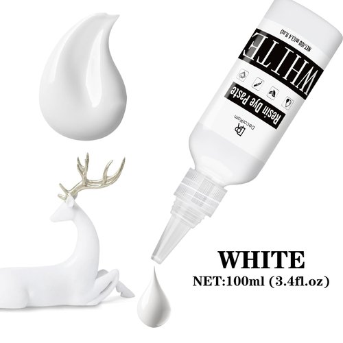 White Epoxy Resin Pigment Paste - 3.4 fl.oz / 100ml High Concentrated White Resin Dye Paste for Resin Ocean Waves, Cells, Lacing, UV Resin - Opaque White Pigment Paste for Resin Art, Painting, Coaster