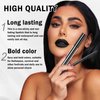 LZXLUKGIR Black Lipstick and Lip Liner Set Lip Kit,3 in 1 Velvet Black Lipstick Halloween Matte Black Liquid Lipstick Lip Gloss with Black Lip Pencil,Hydrating Lip Stain Lip Makeup（Black Magic）
