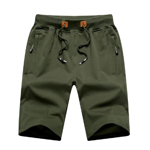 MO GOOD Mens Class-fit Casual Shorts Joggers Running Flat shorts Elastic Waist (Army, US(27-29))