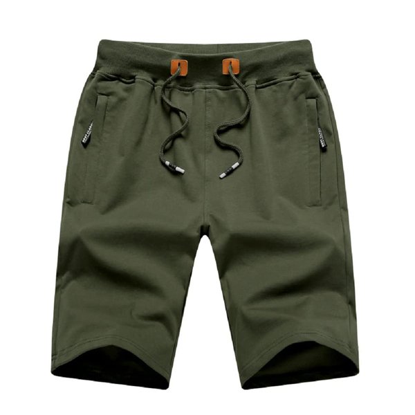MO GOOD Mens Class-fit Casual Shorts Joggers Running Flat shorts Elastic Waist (Army, US(27-29))