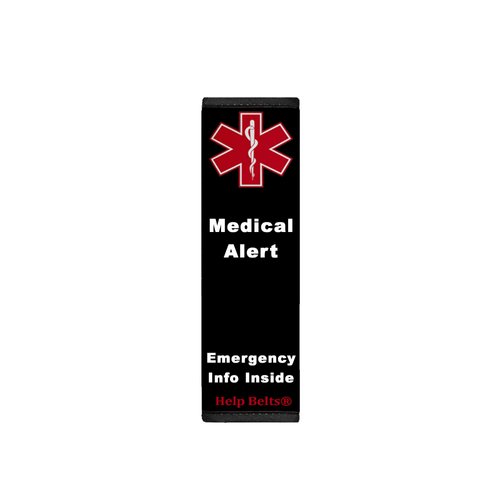 General Medical Alert Help Belt 6” Child Size Medical Alert Seat Belt Cover with Inside Pocket, Medical Form and Online Fillable Forms (Black)