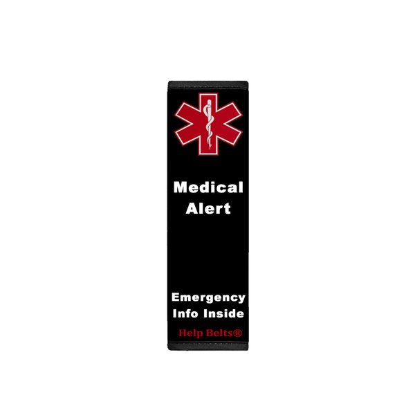 General Medical Alert Help Belt 6” Child Size Medical Alert Seat Belt Cover with Inside Pocket, Medical Form and Online Fillable Forms (Black)