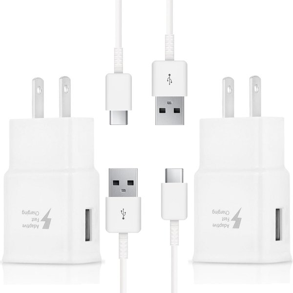 OEM Adaptive Quick Fast Charger Compatible with Oppo A94 5G Plus Full 15W Power Certified USB Type-C 5Gbps Data Cable. (2 Pack! / White / 4FT, 1.2M)
