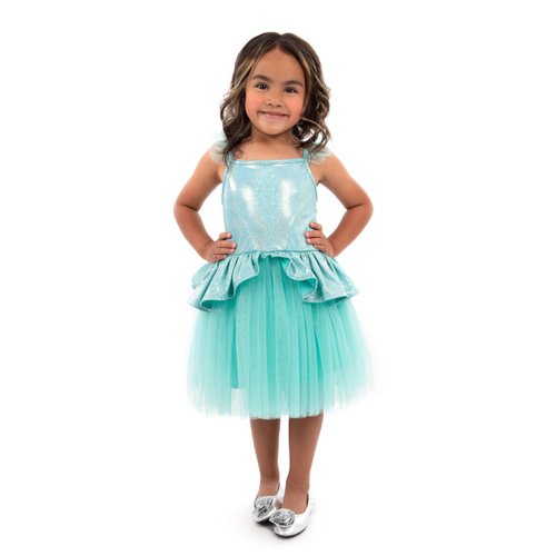 Little Adventures Teal Tutu Princess Dress Up Costume - Machine Washable Child Pretend Play Dress with No Glitter (SMALL 1-3 YEARS)