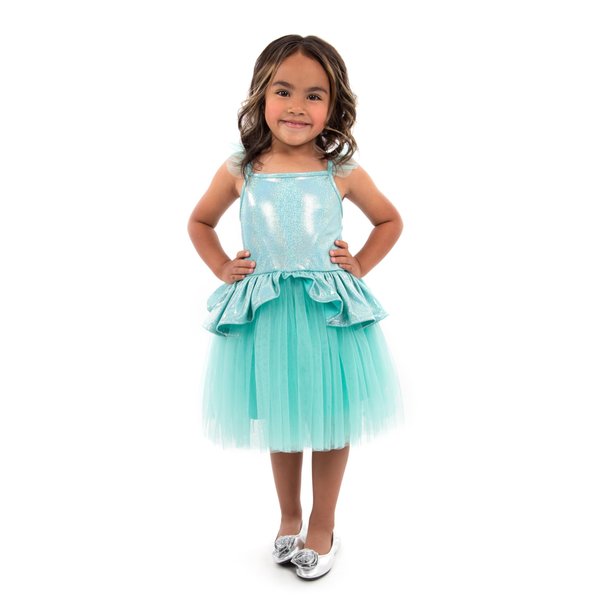 Little Adventures Teal Tutu Princess Dress Up Costume - Machine Washable Child Pretend Play Dress with No Glitter (SMALL 1-3 YEARS)