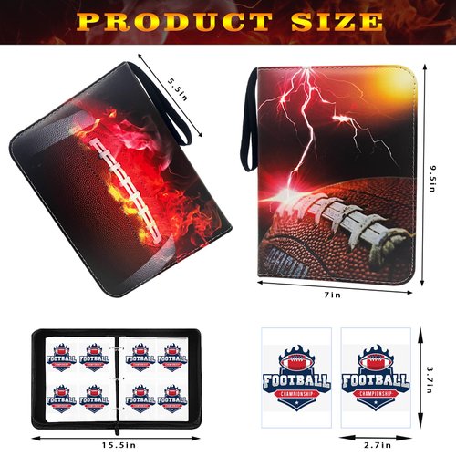 Football Card Binder with Sleeves, Trading Cards Album Fits 400 Cards with 50 Removable Pages, Cards Storage Organizer Fit for Sport Trading Cards
