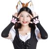 Fox Cat Fur Ears Hair Headwear Wolf Animal Halloween Cosplay Costume Faux Cat Fox Long Fur Ears Anime Costume Headband Brown