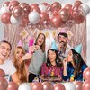 Rose Gold Birthday Party Decorations For Girl Women-Rose Gold White Balloons,Happy Birthday Banner,Fringe Curtains And Tablecloth Decorations For 13th 16th 18th 21st 30th 40th 50th Birthdat Party