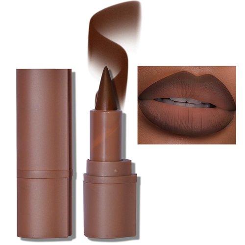 Erinde 2-in-1 Gradient Lip Liner and Lipstick Lip Combo Set, Matte Nude Dark Brown Red Lip Liner Creamy Lip Pencil Crayon, High Pigmented Long lasting Lipstick Makeup, 06# Coffee Bean