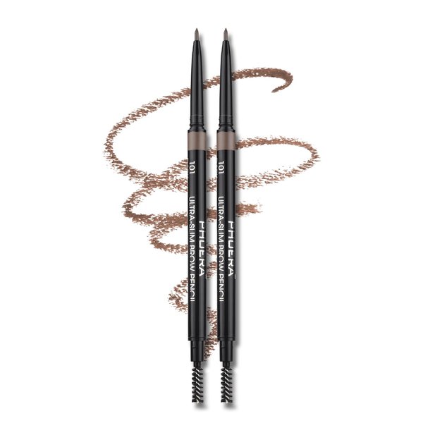 Eyebrow Pencil,Ultrafine Tip,Eyebrow Pencil Waterproof And Long-Lasting,Eyebrow Pen Dual-Sided,Shapes, Defines,With Eyebrow Brush(2PC101)