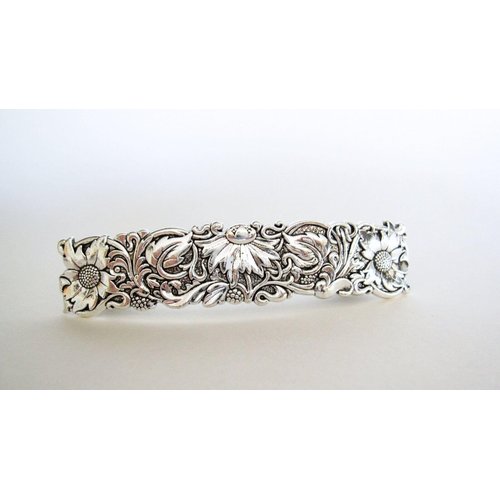 Generic Silver flowers leaves vine metal flower filigree hair clip barrette (Primary color: Gold), 1 Count (Pack of 1)