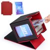UAONO Card Deck Box with MTG Commander Display, Patented Design Card Deck Case Holds 100+ Double-Sleeved Cards, PU Leather Cards Storage Box For TCG with 2 Dividers, 1 Toploader (Black&Red)