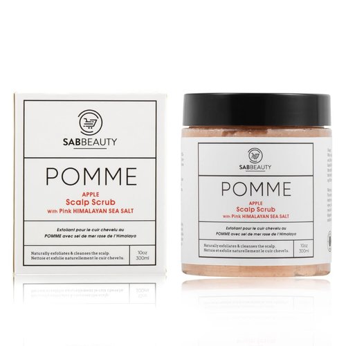 SAB Beauty POMME Sea Salt Scrub with Pink Himalayan Salts for Dry Scalp, Hair, and Skin, Natural Body Exfoliating Treatment, Natural Minerals, and Apple Cider Vinegar