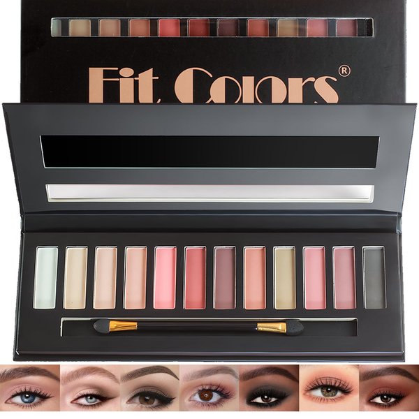 Sigaitwax 12 Color Eyeshadow Palette, Naked Nude Eye Shadow Long Lasting Waterproof Cruelty-Free, Blendable Formula Neutral Eye Shadow Palette Makeup Palette-With Dual-Ended Brush and Mirror, A