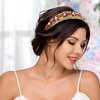 deladola Red Rhinestone Padded Headband Glitter Crystal Hairband Baroque Headbands Festival Party Headwear for Women (A)