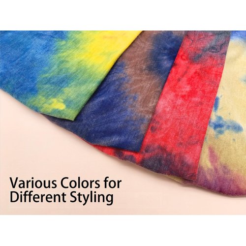 YOTFUEL 4Pack Wide Headbands Non Slip Stretch Bandanna Headbands for Women Girls Hair Band Boho Turban (Tie Dye Band, One Size)