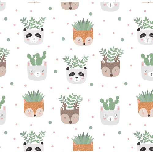 Stesha Party Woodland Animal Succulent Planter Gift Wrap Paper - 30 x 20 Inch (3 Sheets)