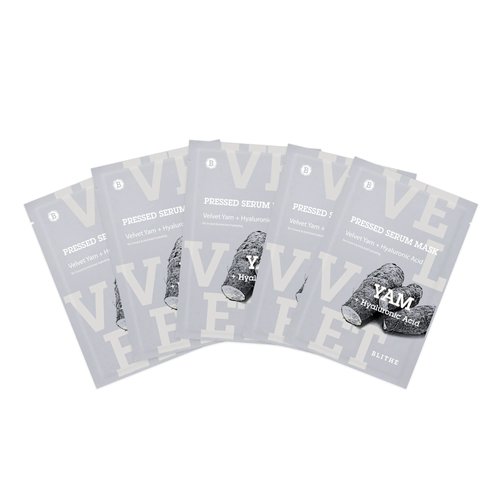 BLITHE brightening hydrogel mask Pressed Serum Mask Velvet Yam Korean Sheet Mask - brightening hydrogel mask Skin Care Hydrating for Face with Wild Yam mucin,Ceramide & Citric Acid, Pack of 5 Sheet
