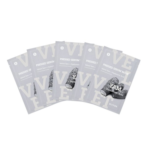 BLITHE brightening hydrogel mask Pressed Serum Mask Velvet Yam Korean Sheet Mask - brightening hydrogel mask Skin Care Hydrating for Face with Wild Yam mucin,Ceramide & Citric Acid, Pack of 5 Sheet